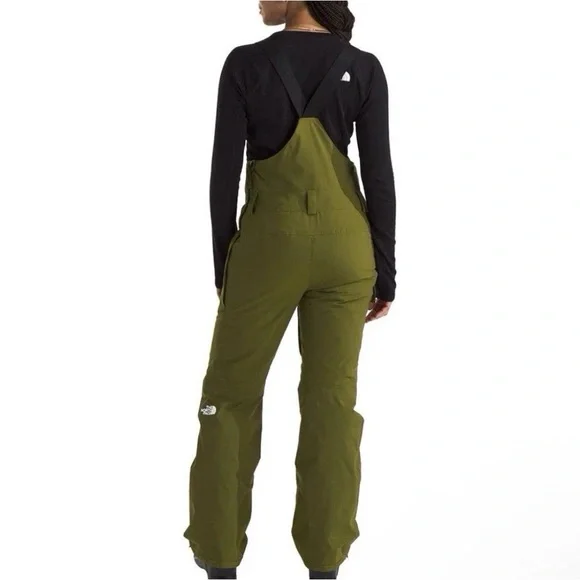 The North Face Women Sz XS Short freedom insulated Snow Ski bib Forest Olive New - Picture 6 of 16